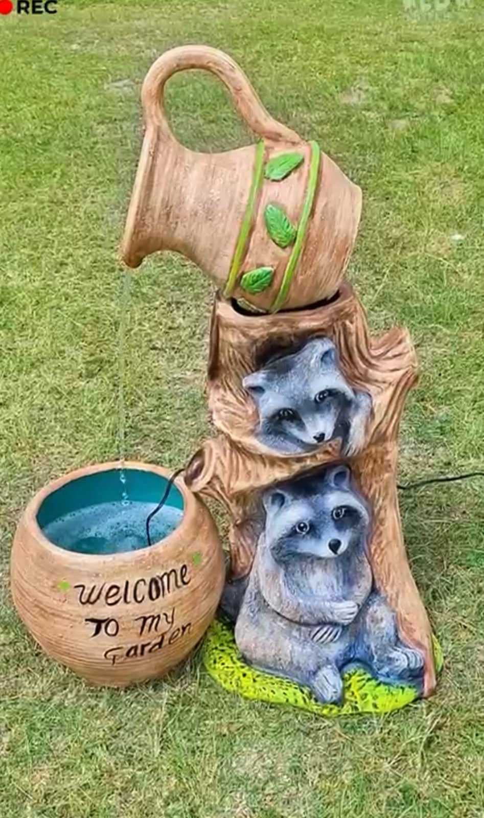 Woodland Raccoon Fountain